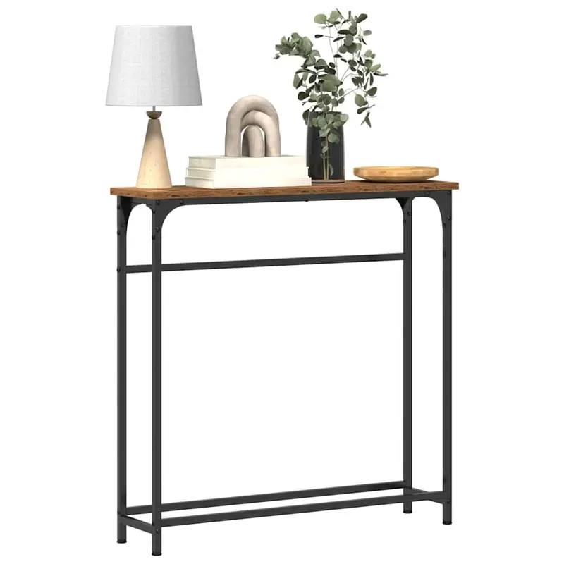 Mesa Consola con estante Madera vieja 75 x 19,5 x 75 cm