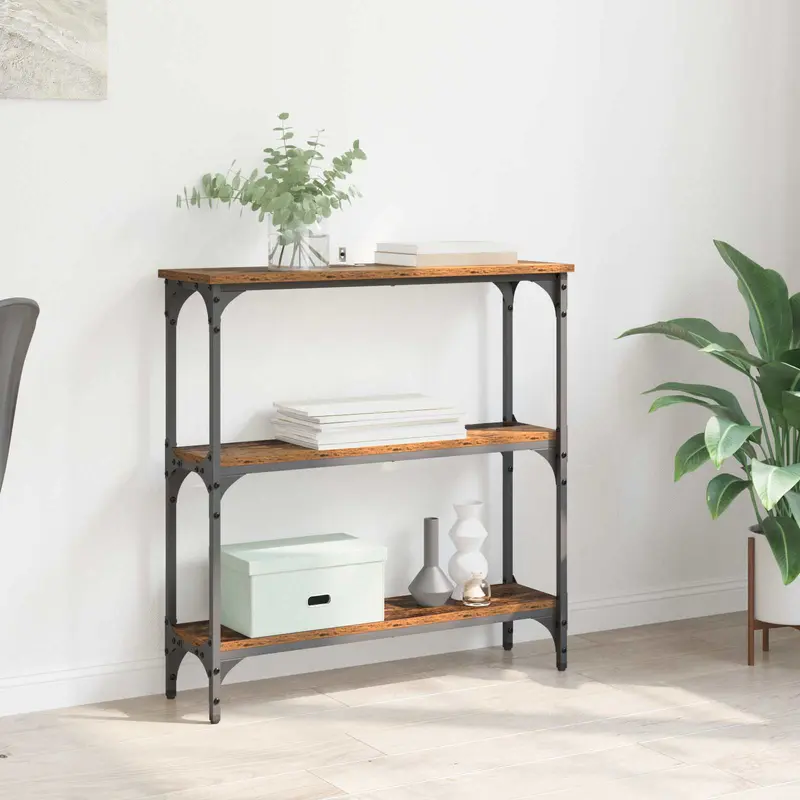 Mesa Consola con estante Madera vieja 75 x 22,5 x 75 cm