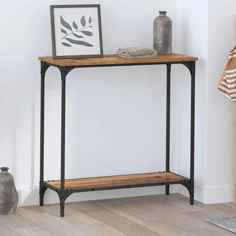 Mesa Consola con estante Madera vieja 75 x 30.5 x 75 cm