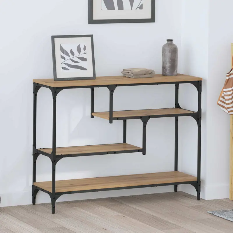 Mesa Consola con estante Roble artesanal 100 x 30 x 75 cm