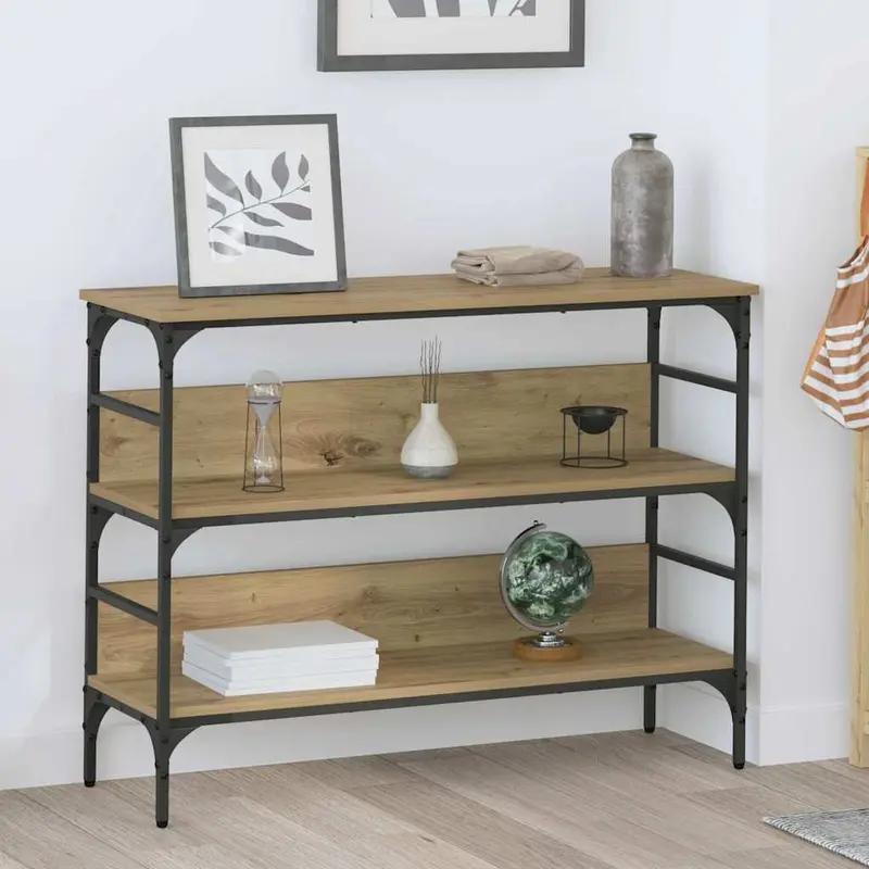 Mesa Consola con estante Roble artisan 100 x 32 x 75 cm