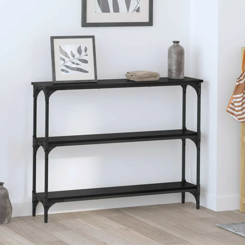 Mesa Consola con estante Roble negro 100 x 22,5 x 75 cm