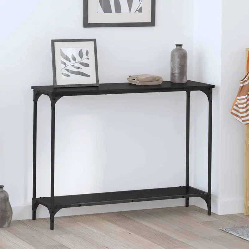 Mesa Consola con estante Roble negro 101 x 30.5 x 75 cm
