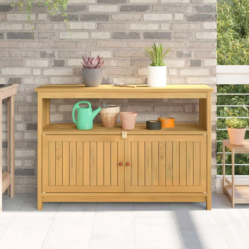 Mesa consola de jardín Acacia clara 110 x 35 x 75 cm