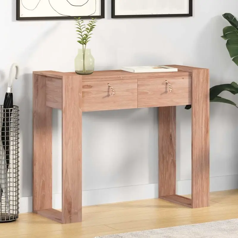 Mesa consola de madera maciza de teca 90x35x75 cm