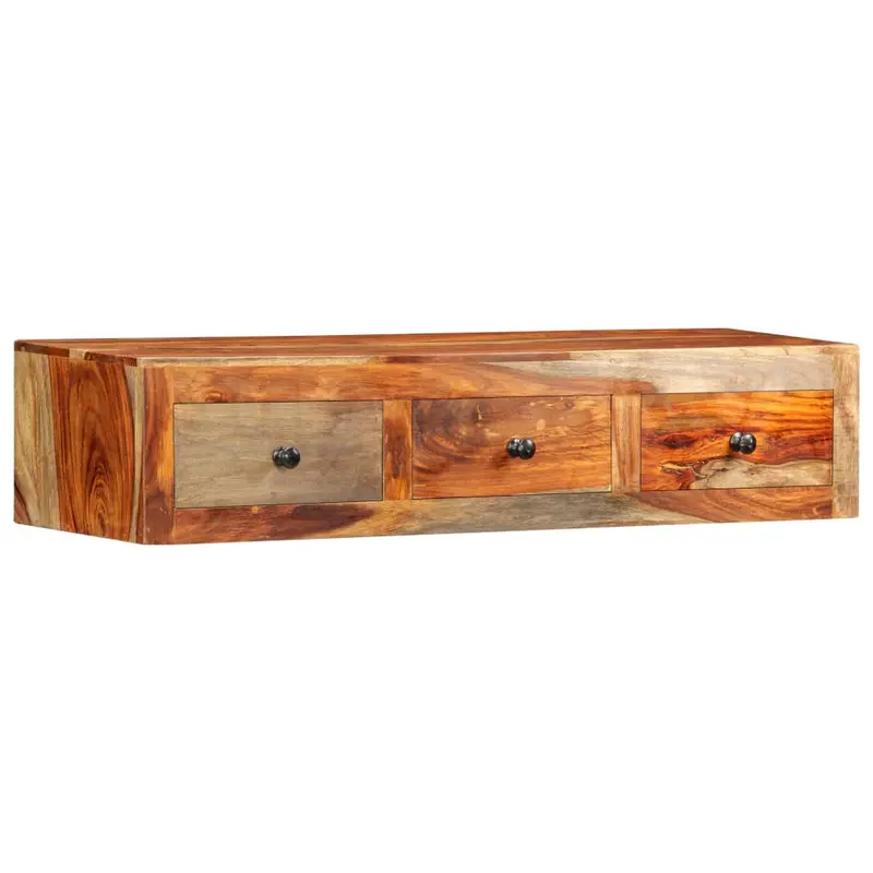 Mesa consola de pared madera maciza de acacia 100x25x20 cm