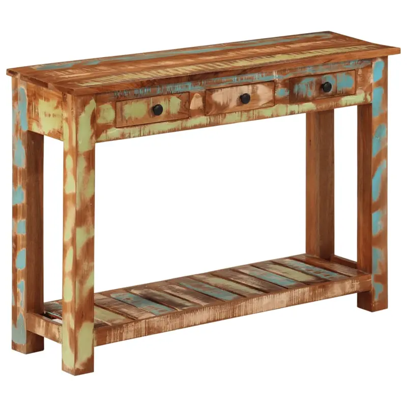 Mesa consola madera maciza reciclada 110x30x76 cm
