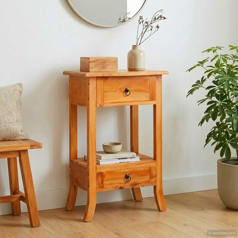 Mesa Consola Natural 50,5 x 30 x 75,5 cm Madera de Caoba Sólida