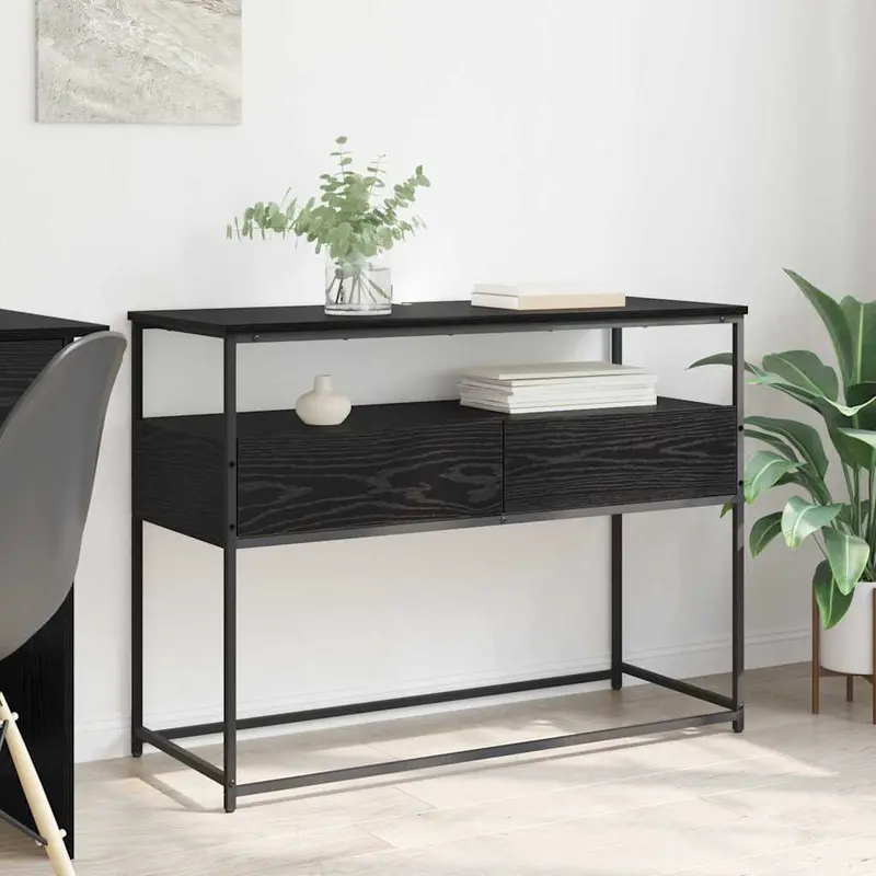 Mesa Consola Roble Negro 100 x 40 x 75 cm Madera de ingeniería