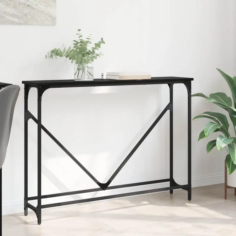 Mesa Consola Roble Negro 102 x 23 x 75 cm Madera de ingeniería
