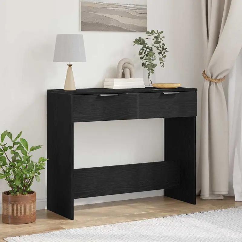 Mesa Consola Roble Negro 30 x 36 x 75 cm Madera de ingeniería