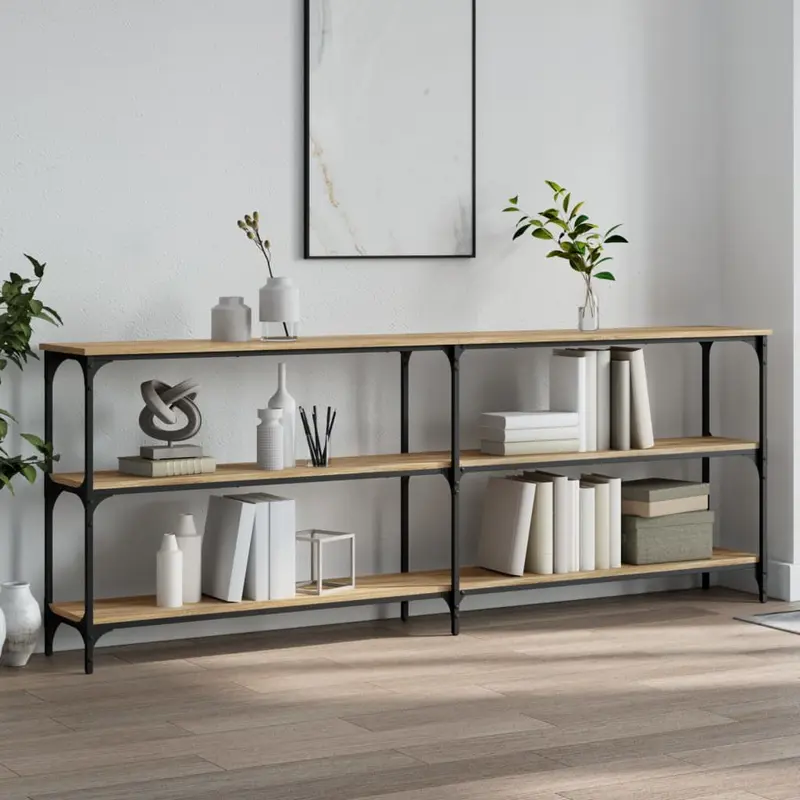 Mesa consola roble Sonoma 200x29x75 cm madera de ingeniería