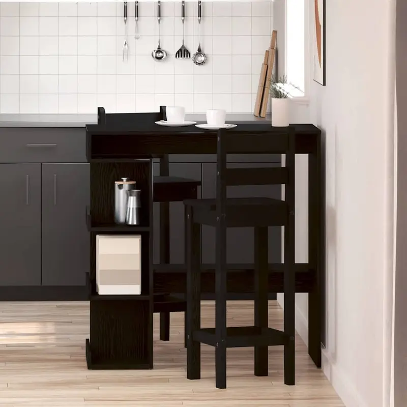 Mesa de Bar con estante Roble Negro 100 x 48 x 101,5 cm