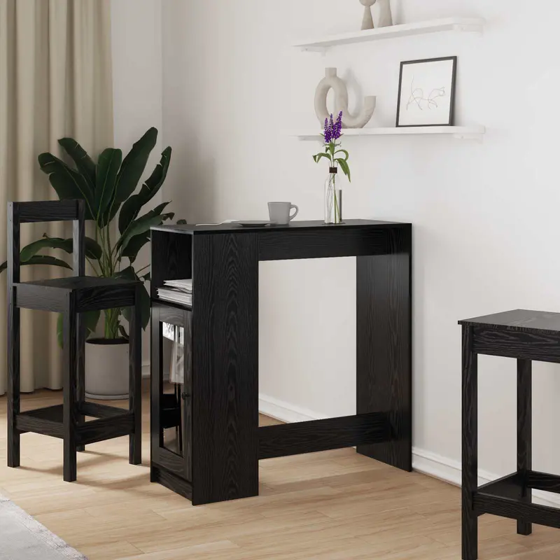 Mesa de Bar con estante Roble Negro 101 x 40 x 103,5 cm