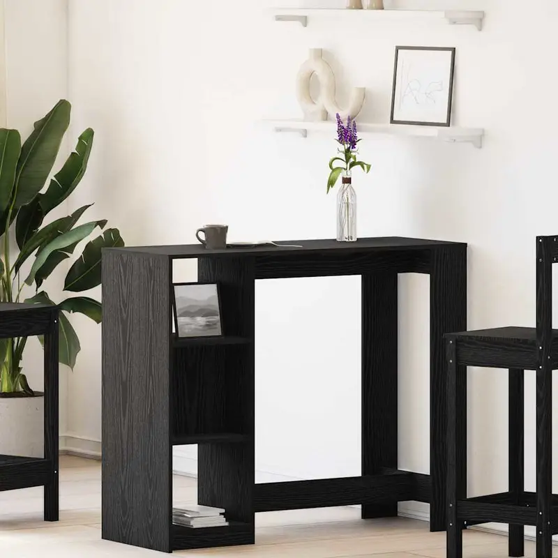 Mesa de Bar con estante Roble Negro 124 x 46 x 103.5 cm