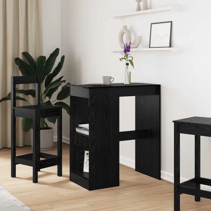 Mesa de Bar con estante Roble Negro 90 x 47.5 x 103.5 cm