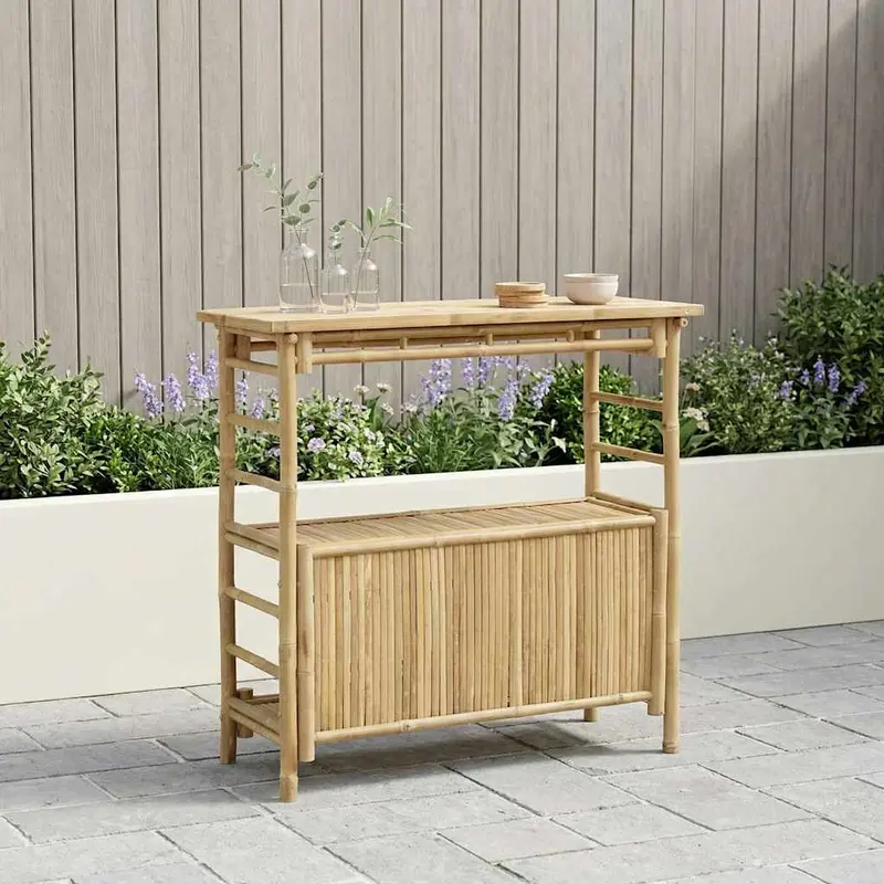 Mesa de Bar Exterior Natural 110 x 50 x 105 cm Bambú