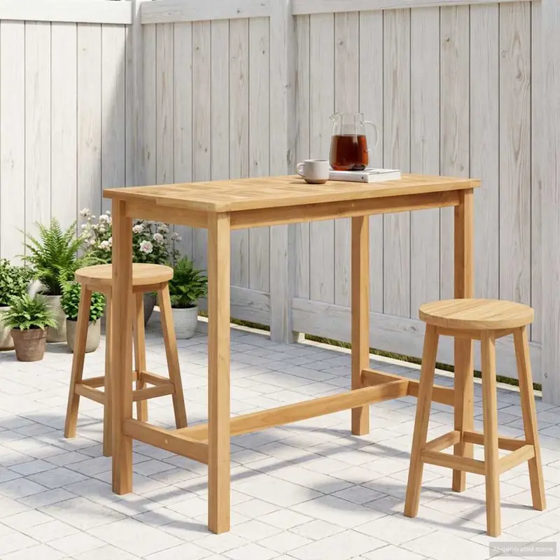 Mesa de Bar Natural 110 x 60 x 105 cm Teak Sólido