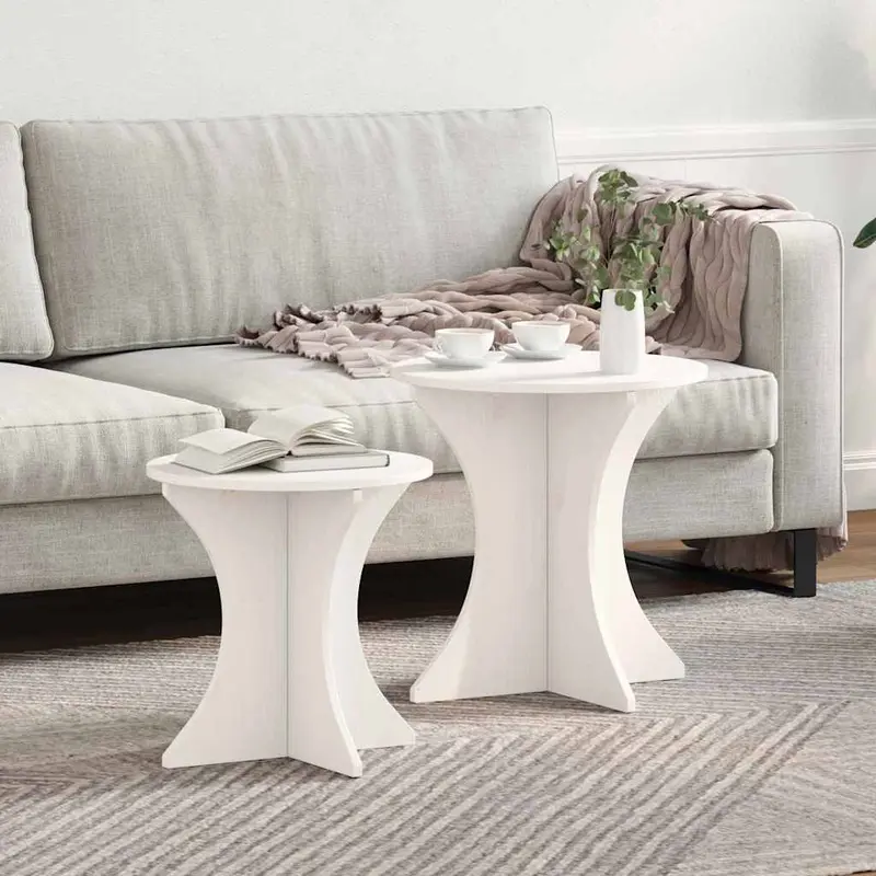 Mesa de Café 2 pcs Madera maciza de pino