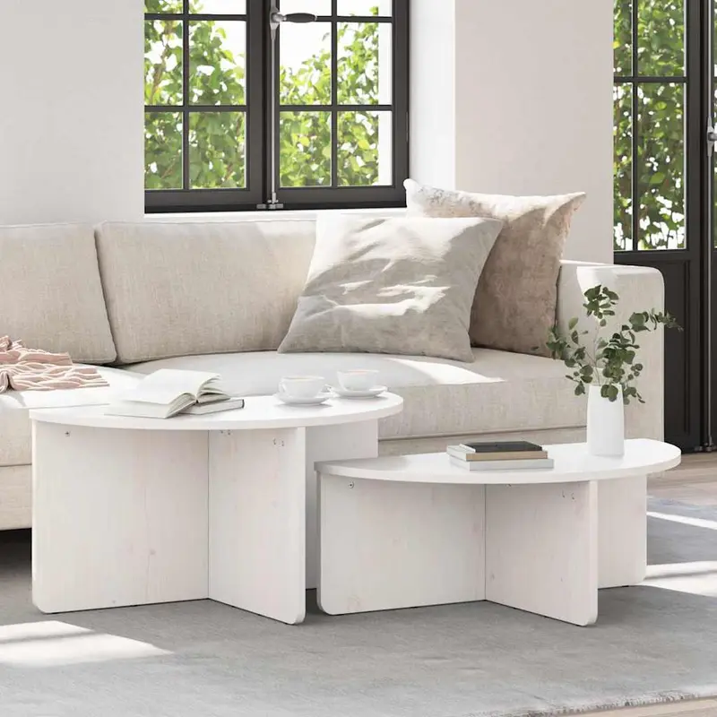 Mesa de Café 2 pcs Madera maciza de pino