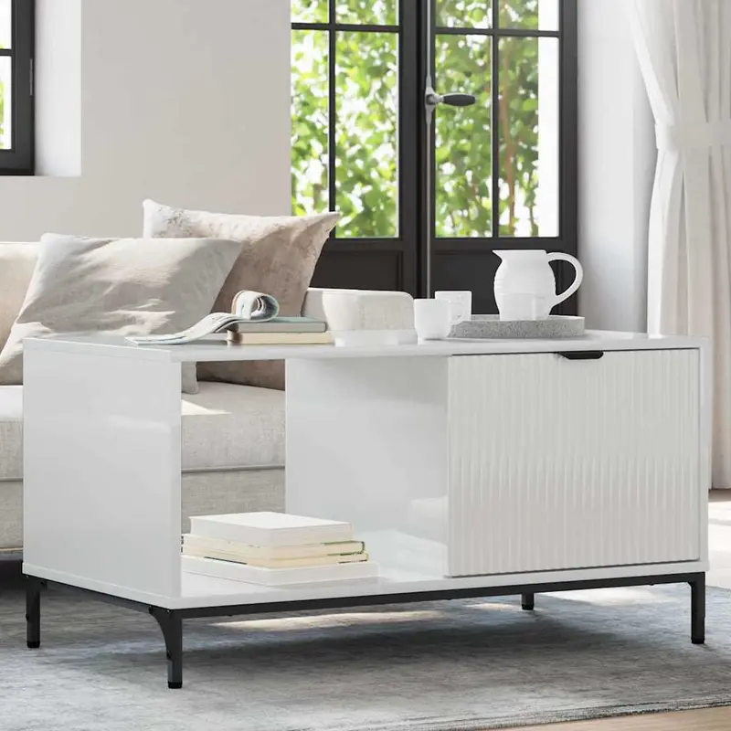 Mesa de Café brillante 90 x 49 x 46 cm Madera de ingeniería