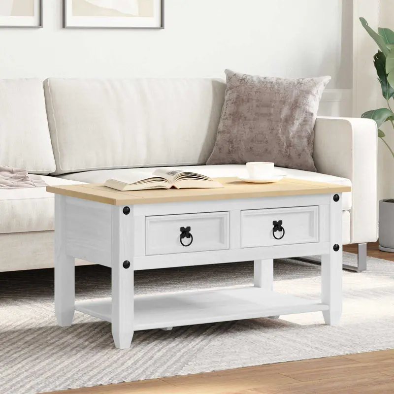 Mesa de Café con cajón 85 x 50 x 45 cm Madera de pino macizo