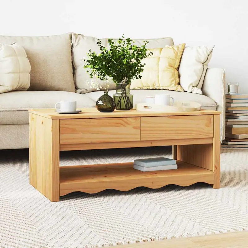 Mesa de Café con cajón Drammen Roble 99 x 55 x 45 cm