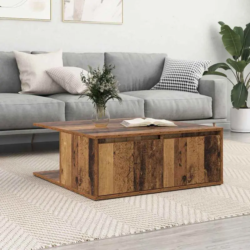 Mesa de Café con cajón Madera antigua 80 x 80 x 31 cm