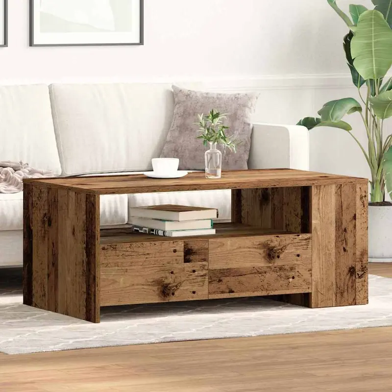 Mesa de Café con cajón Madera envejecida 102 x 55 x 43,5 cm