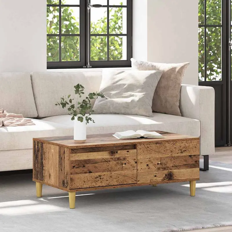 Mesa de Café con cajón Madera envejecida 90 x 50 x 35 cm