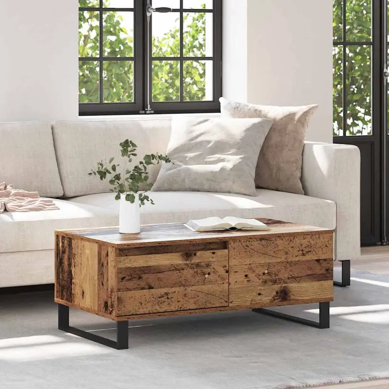 Mesa de Café con cajón Madera envejecida 90 x 50 x 36,5 cm