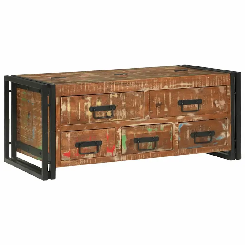 Mesa de Café con cajón Multicolor Madera sólida recuperada