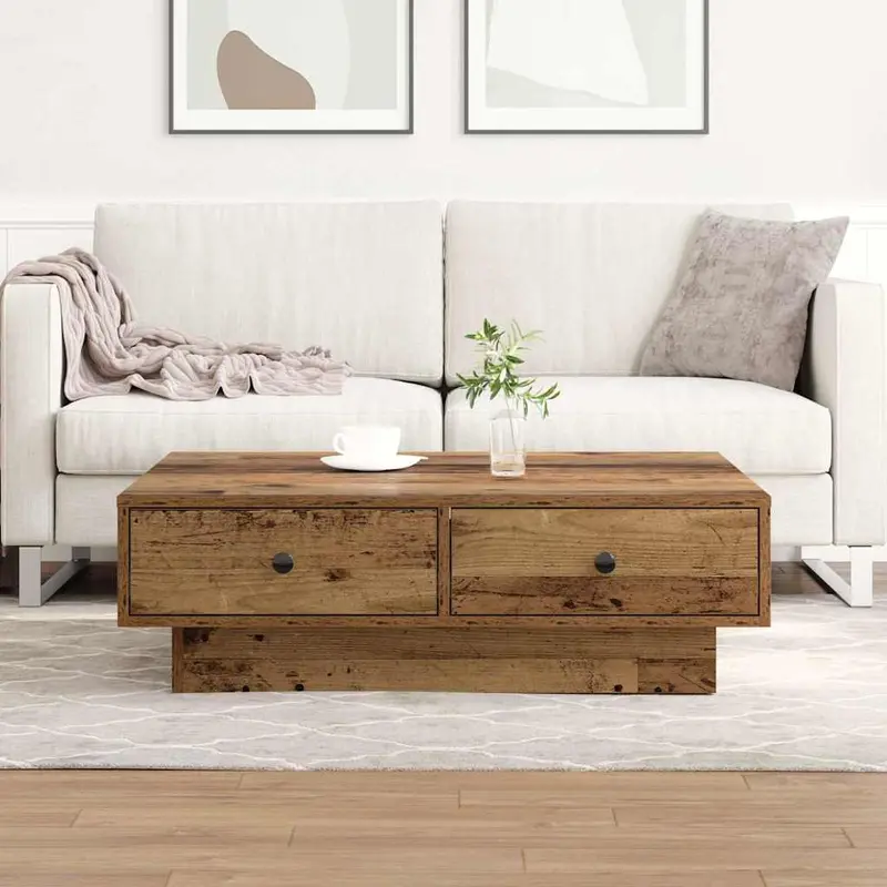 Mesa de Café Madera vieja 90 x 90 x 28 cm Madera de ingeniería