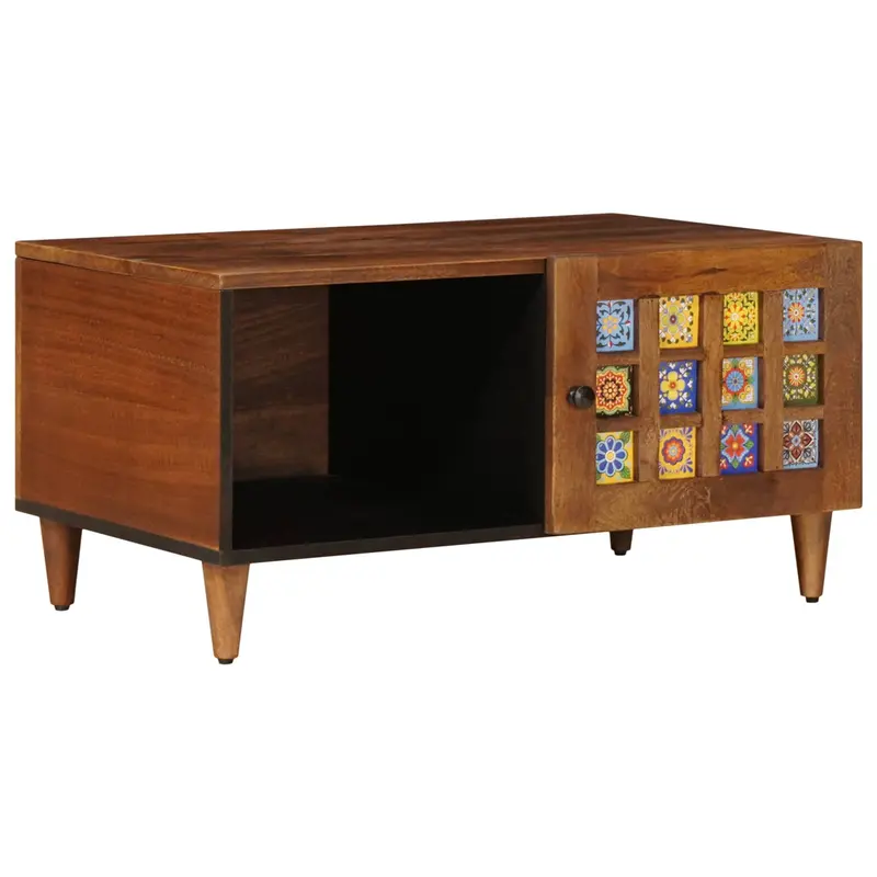 Mesa de Café Marrón 80 x 50 x 40 cm Madera de mango maciza
