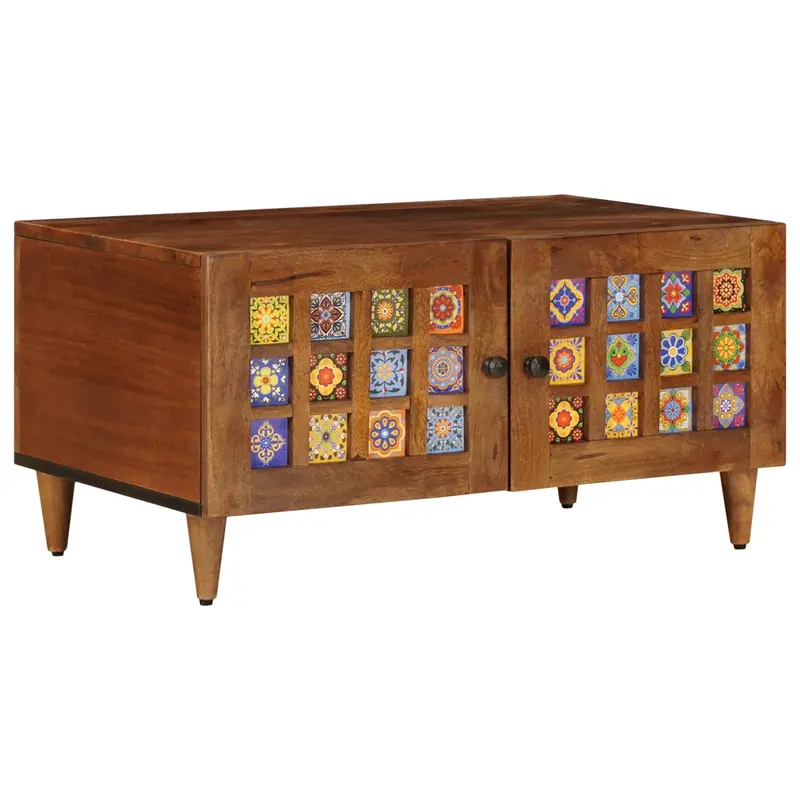 Mesa de Café Marrón 80 x 50 x 40 cm Madera de mango maciza