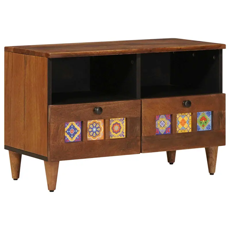 Mesa de Café Marrón 80 x 54 x 40 cm Madera de mango maciza