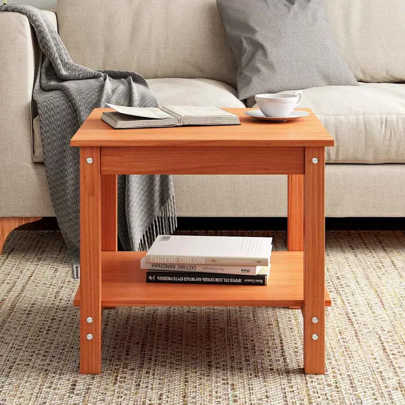 Mesa de Café Marrón cera 50 x 50 x 45 cm Madera maciza de pino