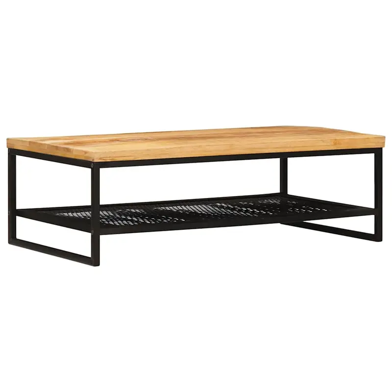 Mesa de Café Marrón y Negro Madera de mango maciza