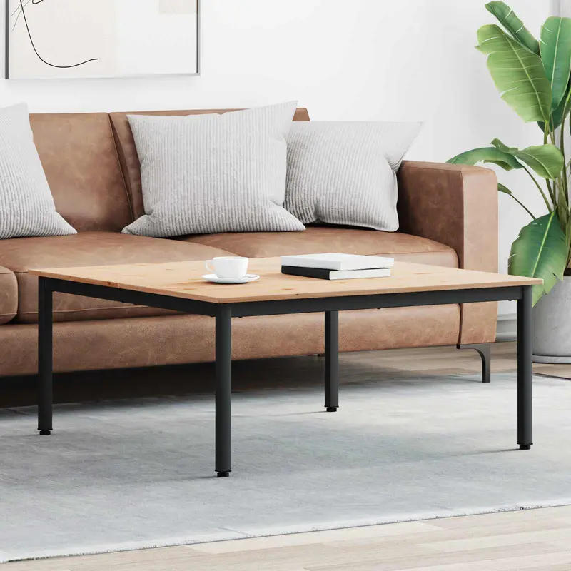 Mesa de Café Natural 100 x 100 x 45 cm Madera de pino macizo