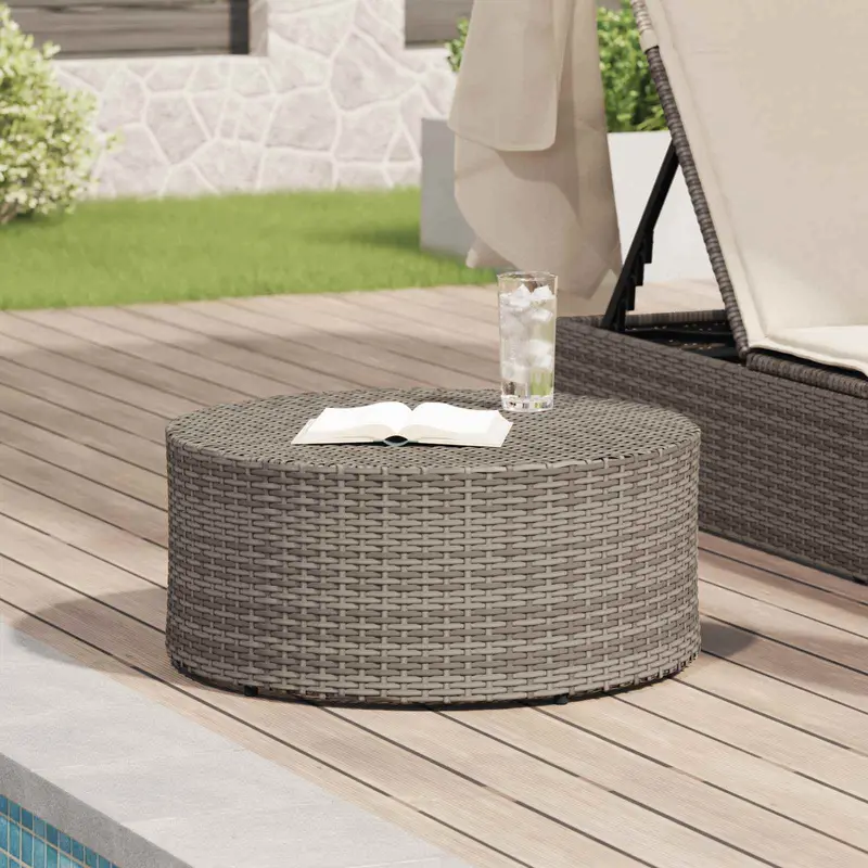 Mesa de Café para Exterior Gris Ø 68 x 30 cm ratán sintético