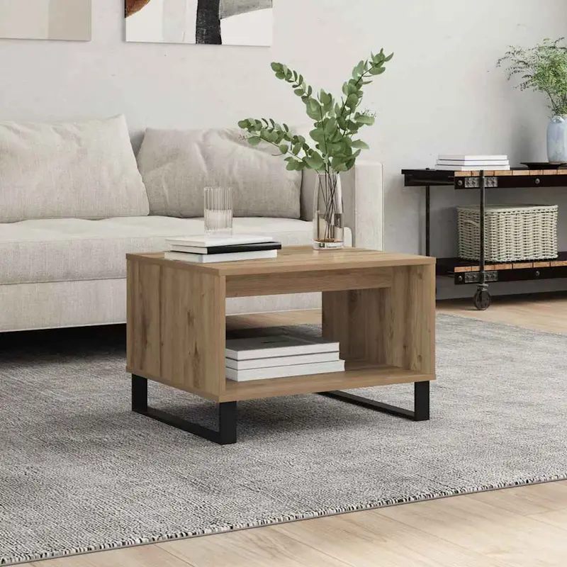Mesa de Café Roble artisan 60 x 50 x 40 cm Madera contrachapada