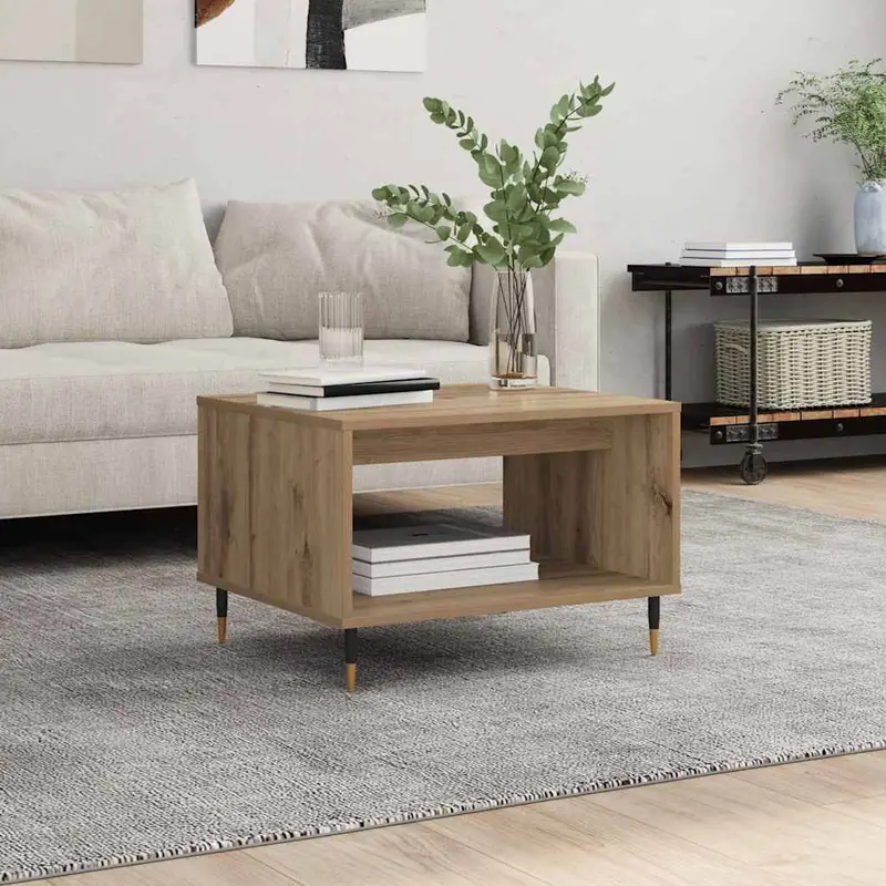 Mesa de Café Roble artisan 60 x 50 x 40 cm Madera contrachapada