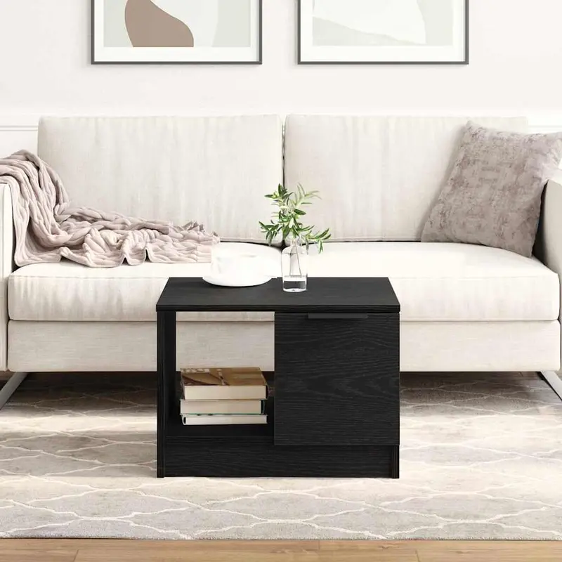 Mesa de Café Roble negro 50 x 50 x 36 cm Madera contrachapada