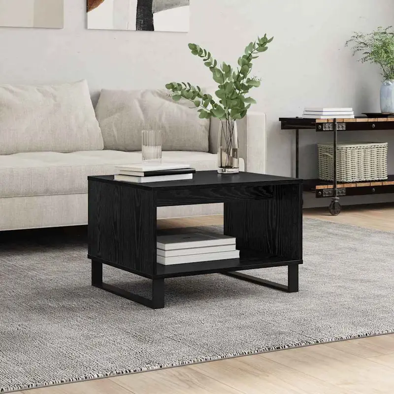 Mesa de Café Roble negro 60 x 50 x 40 cm Madera contrachapada