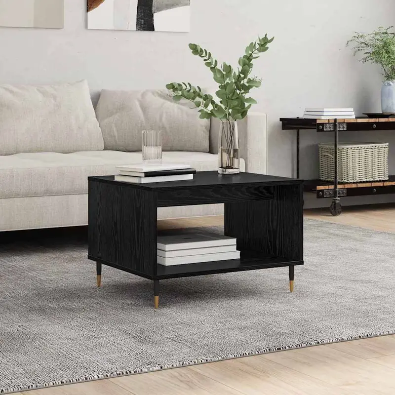 Mesa de Café Roble negro 60 x 50 x 40 cm Madera contrachapada