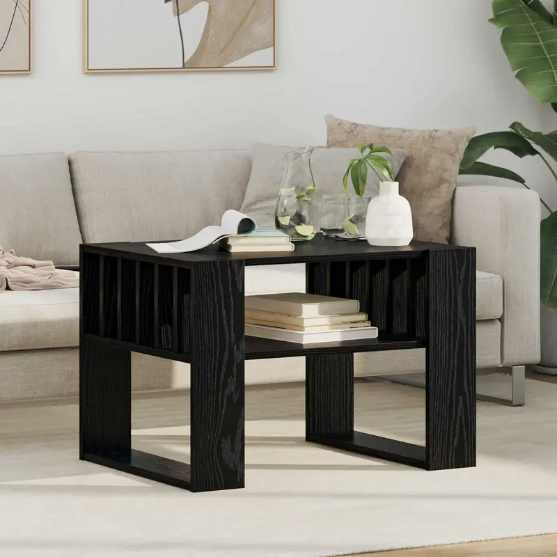 Mesa de Café Roble Negro 66 x 49,5 x 45 cm Madera de ingeniería