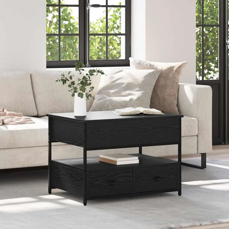 Mesa de Café Roble Negro 70 x 50 x 54.5 cm Madera de ingeniería