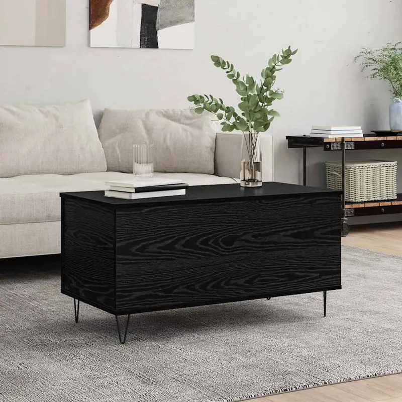 Mesa de Café Roble negro 90 x 44.5 x 45 cm Madera contrachapada