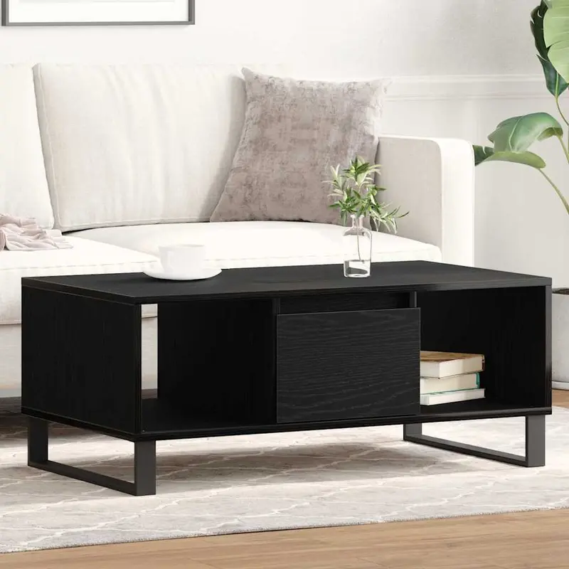 Mesa de Café Roble Negro 90 x 50 x 36.5 cm Madera de ingeniería