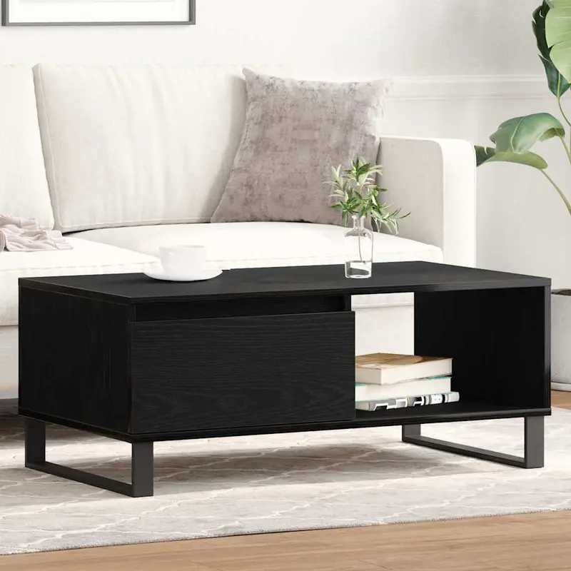 Mesa de Café Roble Negro 90 x 50 x 36,5 cm Madera de ingeniería
